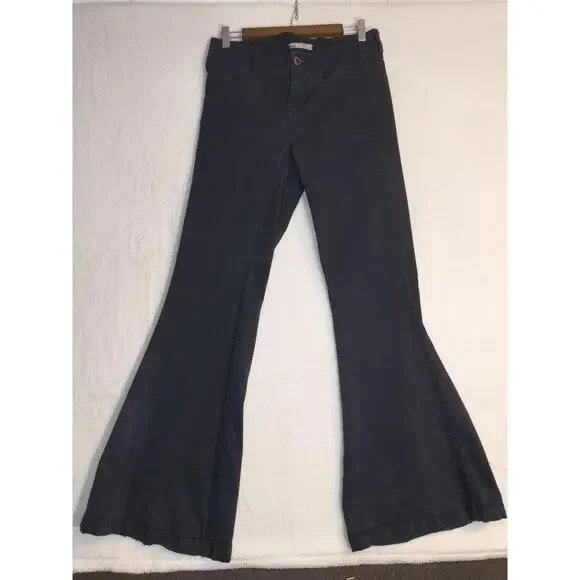 FREE PEOPLE Black Flare Elastic Waist Pull On Pants Women's Size 29 - Picture 1 of 5